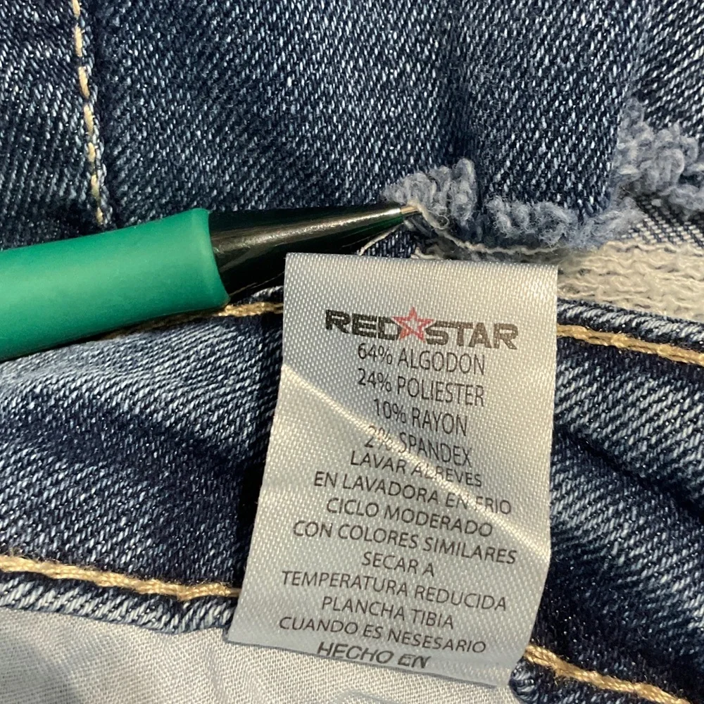 Red Star Button-Front Medium Blue Distressed Denim Mini Skirt Size 2 - Picture 13 of 16